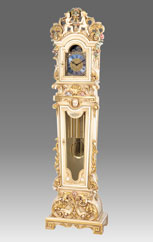 floor clock Art.512/2 lacquered white patinated with gold and decoration